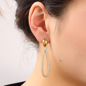 Shiny Oval Dangle Oorbellen E56435-2 Shiny Oval Dangle Oorbellen E56435-2