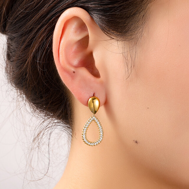 Shiny Oval Dangle Oorbellen E56433-2 Shiny Oval Dangle Oorbellen E56433-2