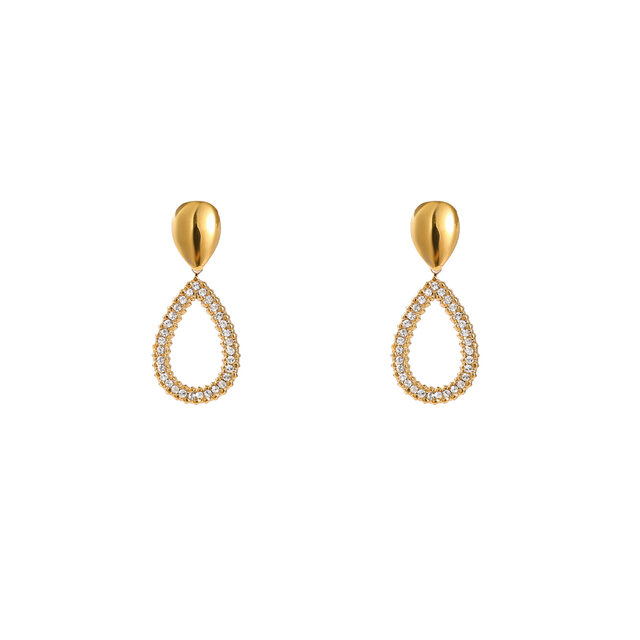 Shiny Oval Dangle Oorbellen E56433-2 Shiny Oval Dangle Oorbellen E56433-2