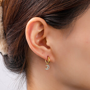 Sparkle Moon Hoop Oorbellen E56426-2