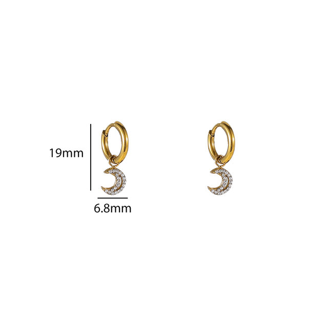 Sparkle Moon Hoop Oorbellen E56426-2 Sparkle Moon Hoop Oorbellen E56426-2