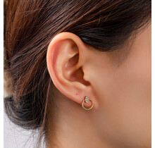 Sparkle Oval Round Stud Oorbellen E56424-2