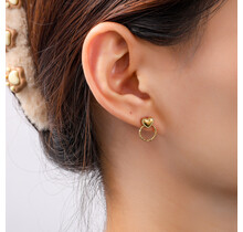 Heart Round Stud Oorbellen E56417-2