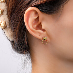 Heart Round Stud Oorbellen E56417-2