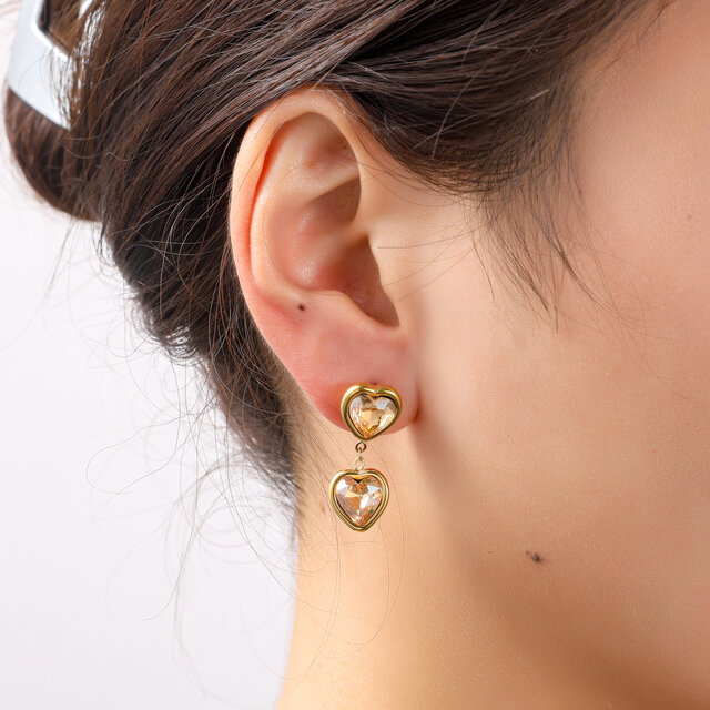Double Heart Stone Oorbellen E56386-4 Double Heart Stone Oorbellen E56386-4