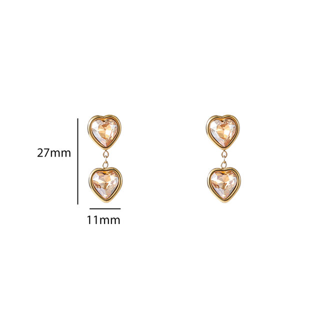 Double Heart Stone Oorbellen E56386-4 Double Heart Stone Oorbellen E56386-4