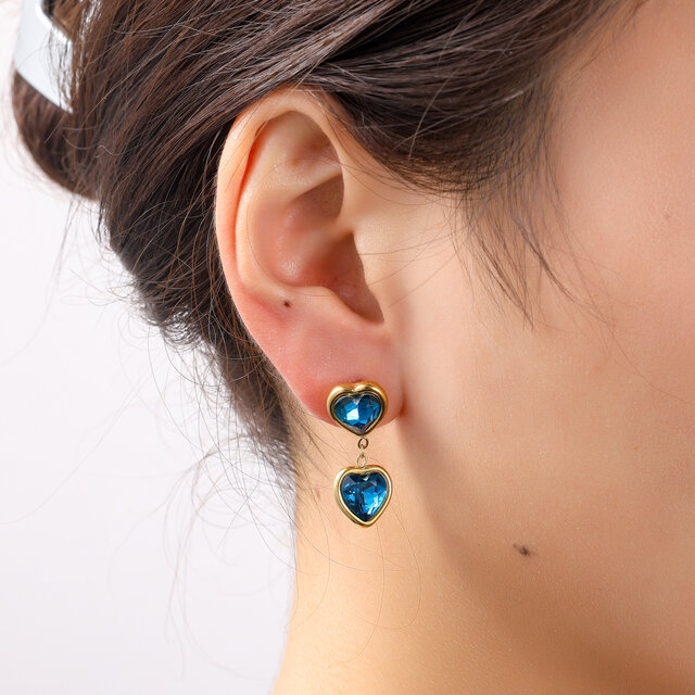 Double Heart Stone Oorbellen E56386-3 Double Heart Stone Oorbellen E56386-3