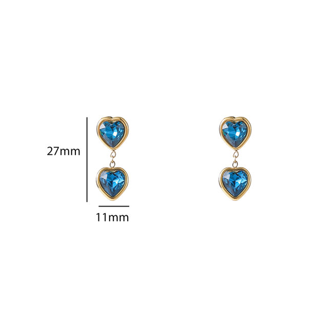 Double Heart Stone Oorbellen E56386-3 Double Heart Stone Oorbellen E56386-3
