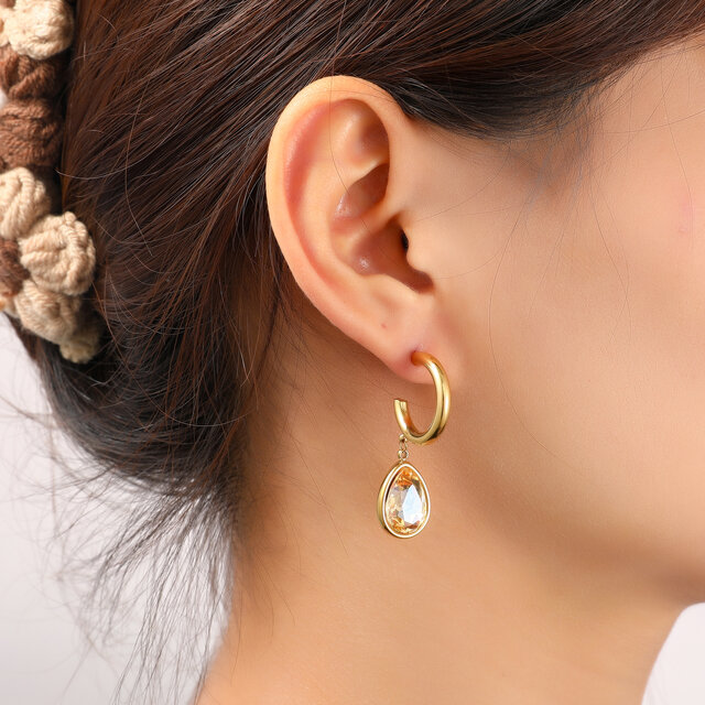 Stone Hoop Oorbellen E56384-4 Stone Hoop Oorbellen E56384-4