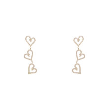 3 Hearts Sparkle Dangle Oorbellen E56282-1