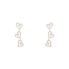 3 Hearts Sparkle Dangle Oorbellen E56282-1