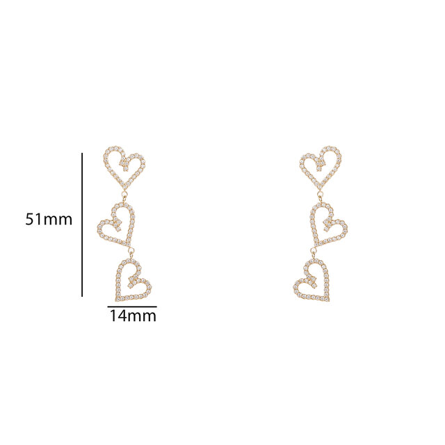 3 Hearts Sparkle Dangle Oorbellen E56282-1 3 Hearts Sparkle Dangle Oorbellen E56282-1
