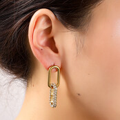 Oval Sparkle Dangle Oorbellen E56280-1