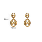 Big Double Button Dangle Oorbellen E56254-2 Big Double Button Dangle Oorbellen E56254-2