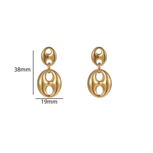 Big Double Button Dangle Oorbellen E56254-2 Big Double Button Dangle Oorbellen E56254-2