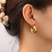 Small Double Hollow Hoop Oorbellen E56231-2 Small Double Hollow Hoop Oorbellen E56231-2