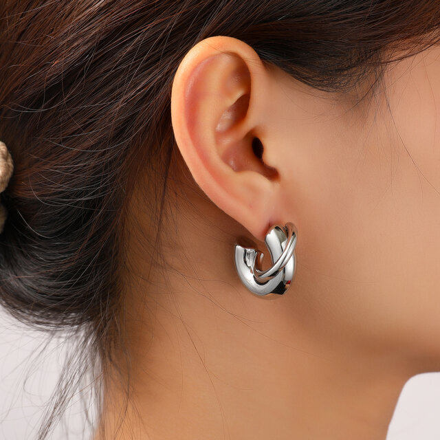 Small Double Hollow Hoop Oorbellen E56231-1 Small Double Hollow Hoop Oorbellen E56231-1