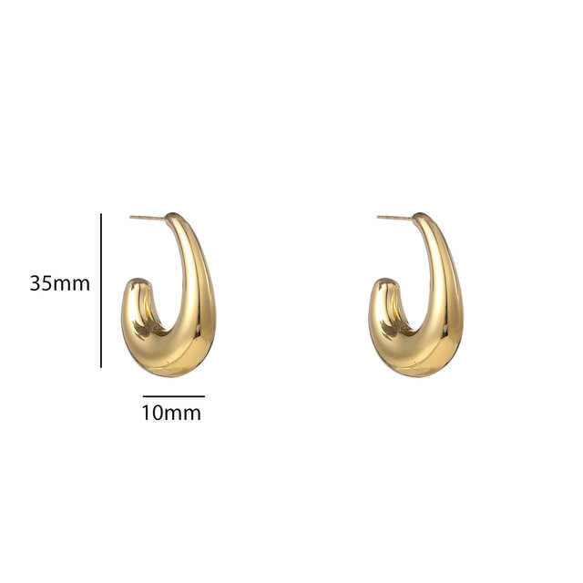 Oval Hollow Hoop Oorbellen E56226-2 Oval Hollow Hoop Oorbellen E56226-2