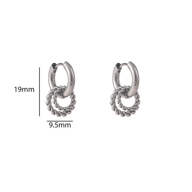 Twisted Circle Hoop Oorbellen E56107-1 Twisted Circle Hoop Oorbellen E56107-1
