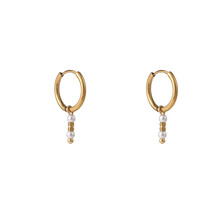 Pearl Dangle Hoop Oorbellen E56099-2