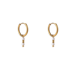 Pearl Dangle Hoop Oorbellen E56099-2