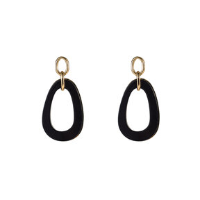 Open Round Dangle Black Oorbellen E55019-1