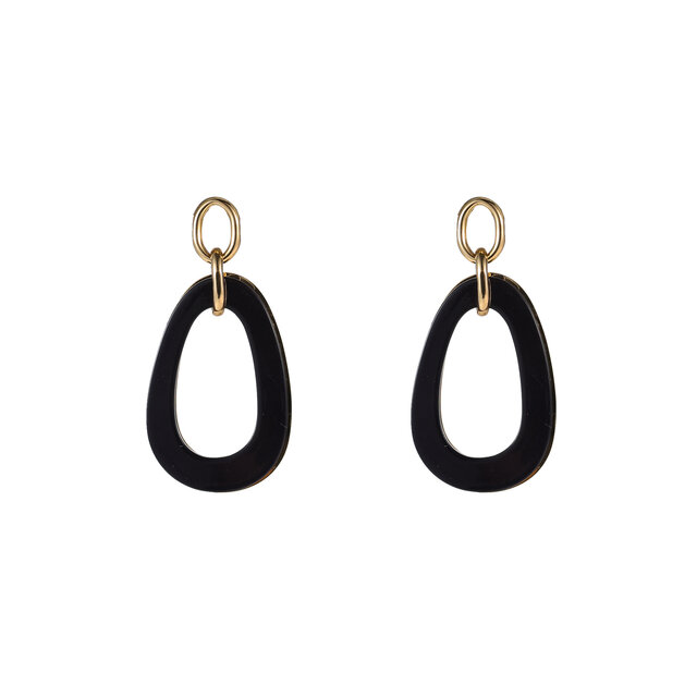 Open Round Dangle Black Oorbellen E55019-1 Open Round Dangle Black Oorbellen E55019-1