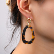 Open Round Dangle Leopard Oorbellen E55019-2 Open Round Dangle Leopard Oorbellen E55019-2