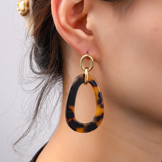 Open Round Dangle Leopard Oorbellen E55019-2 Open Round Dangle Leopard Oorbellen E55019-2