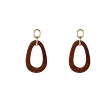 Open Round Dangle Brown Oorbellen E55019-3