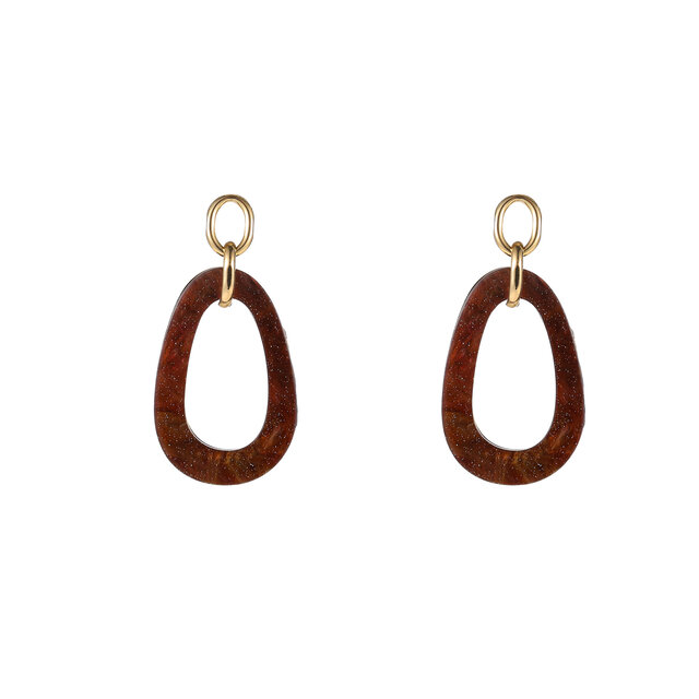 Open Round Dangle Brown Oorbellen E55019-3