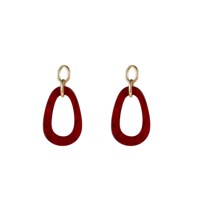 Open Round Dangle Red Oorbellen E55019-4 Open Round Dangle Red Oorbellen E55019-4