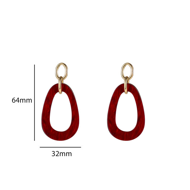 Open Round Dangle Red Oorbellen E55019-4 Open Round Dangle Red Oorbellen E55019-4
