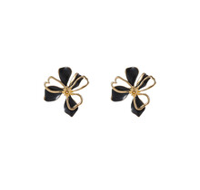 Flower Stud Black Oorbellen E55028-1