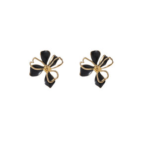 Flower Stud Black Oorbellen E55028-1