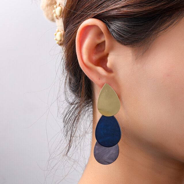 Drop Dangle Oorbellen Blue + Grey E55023-1 Drop Dangle Oorbellen Blue + Grey E55023-1