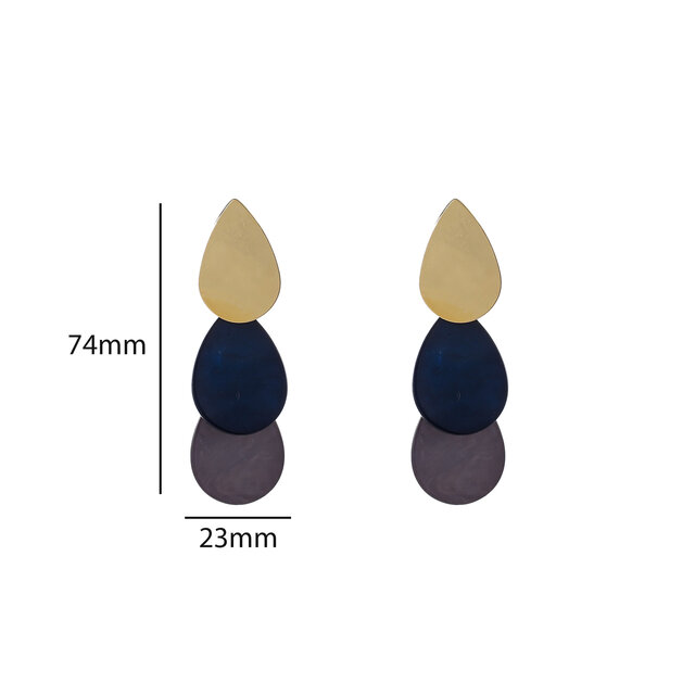 Drop Dangle Oorbellen Blue + Grey E55023-1 Drop Dangle Oorbellen Blue + Grey E55023-1