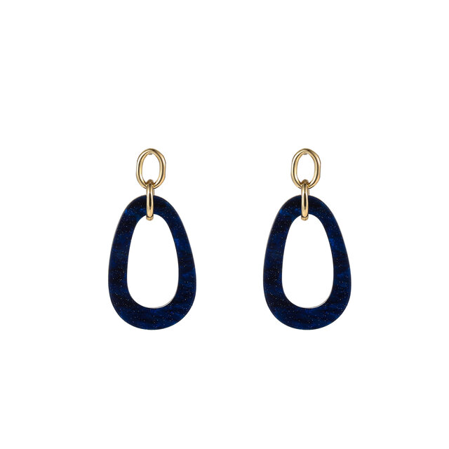 Open Round Dangle Blue Oorbellen E55019-5 Open Round Dangle Blue Oorbellen E55019-5