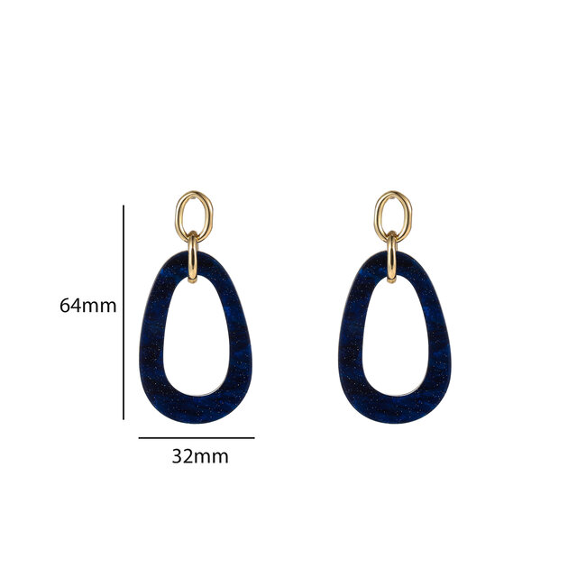 Open Round Dangle Blue Oorbellen E55019-5 Open Round Dangle Blue Oorbellen E55019-5