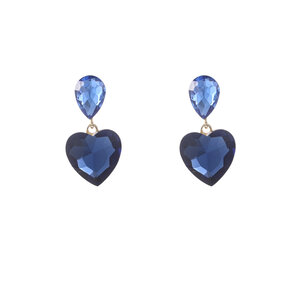 Heart Stone Dangle Blue Oorbellen E55139-2