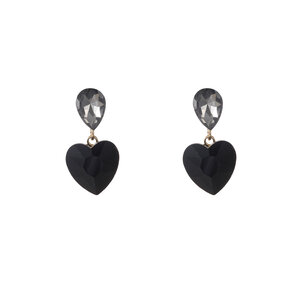 Heart Stone Dangle Black Oorbellen E55139-1