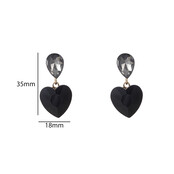 Heart Stone Dangle Black Oorbellen E55139-1 Heart Stone Dangle Black Oorbellen E55139-1