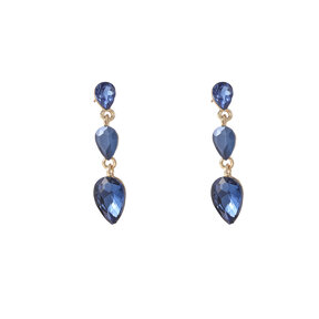 3 Stone Dangle Blue Oorbellen E55137-2