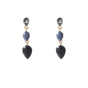 3 Stone Dangle Black Oorbellen E55137-1 3 Stone Dangle Black Oorbellen E55137-1
