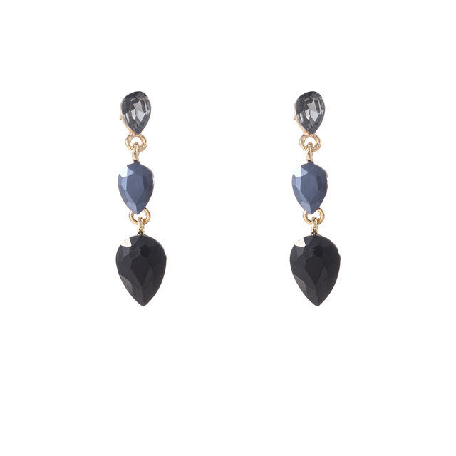3 Stone Dangle Black Oorbellen E55137-1 3 Stone Dangle Black Oorbellen E55137-1