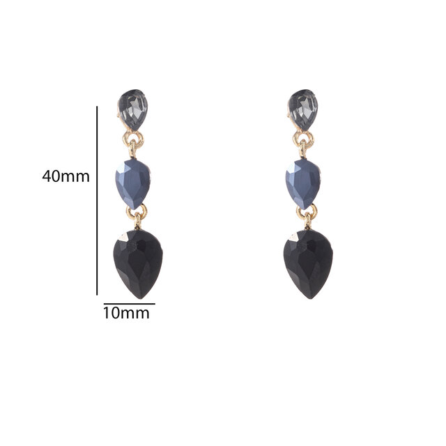 3 Stone Dangle Black Oorbellen E55137-1 3 Stone Dangle Black Oorbellen E55137-1