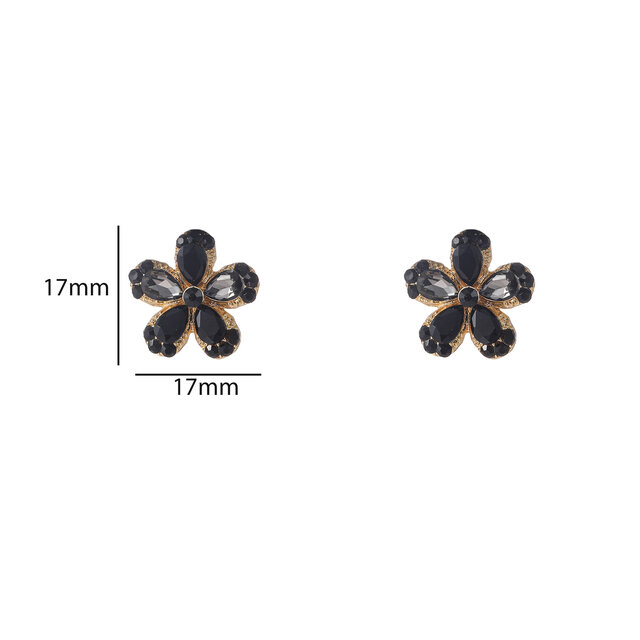 Stone Flower Stud Black Oorbellen E55130-1 Stone Flower Stud Black Oorbellen E55130-1