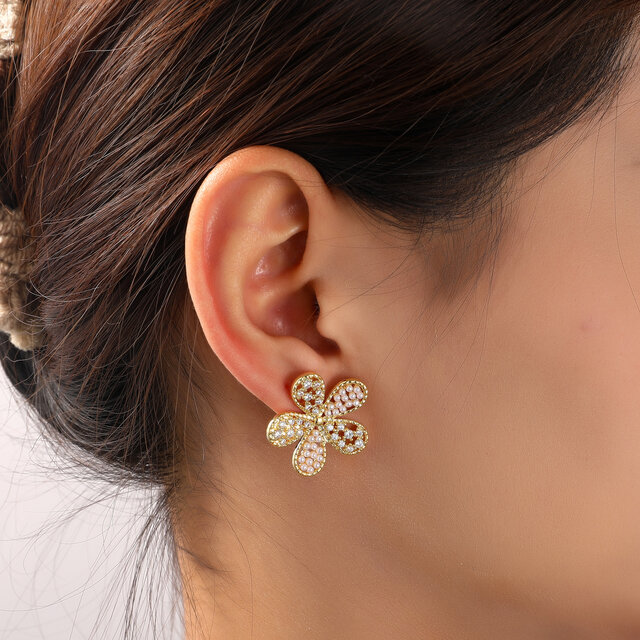 Sparkle Flower Goldplated Oorbellen E55127-2 Sparkle Flower Goldplated Oorbellen E55127-2