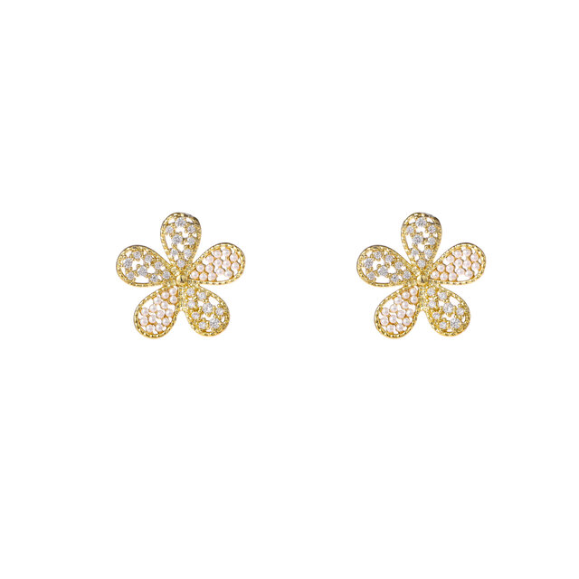 Sparkle Flower Goldplated Oorbellen E55127-2 Sparkle Flower Goldplated Oorbellen E55127-2