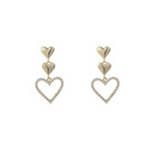 3 Heart Dangle Goldplated Oorbellen E55115-2 3 Heart Dangle Goldplated Oorbellen E55115-2